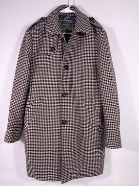 Paisley & Gray Houndstooth Slim Fit Overcoat Novelty Fox Lining Medium